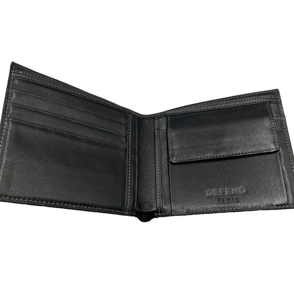 NWOT Defend Paris Black Bifold Wallet With Eyelet For Chain - Picture 3 of 8